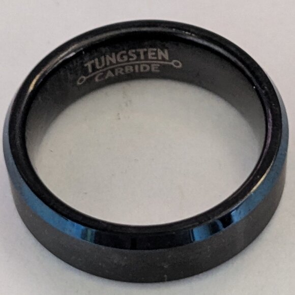 TUNGSTEN CARBIDE Dark Blue Black Wedding Band Ring Size 6.5 - Picture 5 of 6